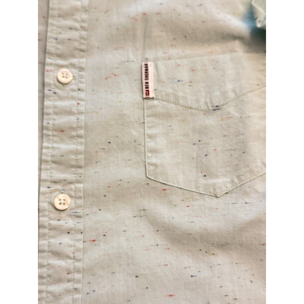 Ben Sherman Original Men's M Long Sleeve Button Down Shirt Mint Green Speckled - Picture 3 of 13